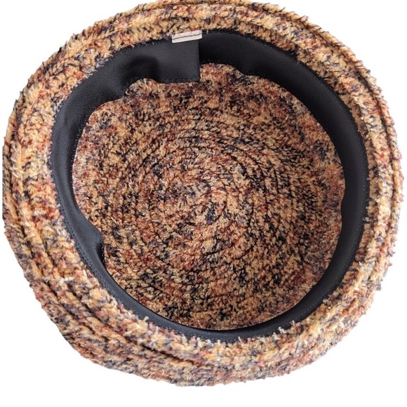 Vintage 90s Romcom Multi Color Cotton Knitted Feminine Bowler Hat Diane Keaton - Picture 6 of 7